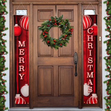 Merry Christmas Ornament Window Banners - 12" x 72"